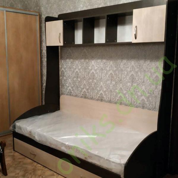 Односпальная кровать с верхними шкафчиками и бельевыми ящиками Донецк