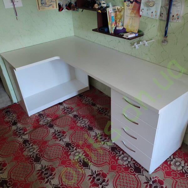 Купить стол письменный угловой "Белый жемчуг" в Донецке