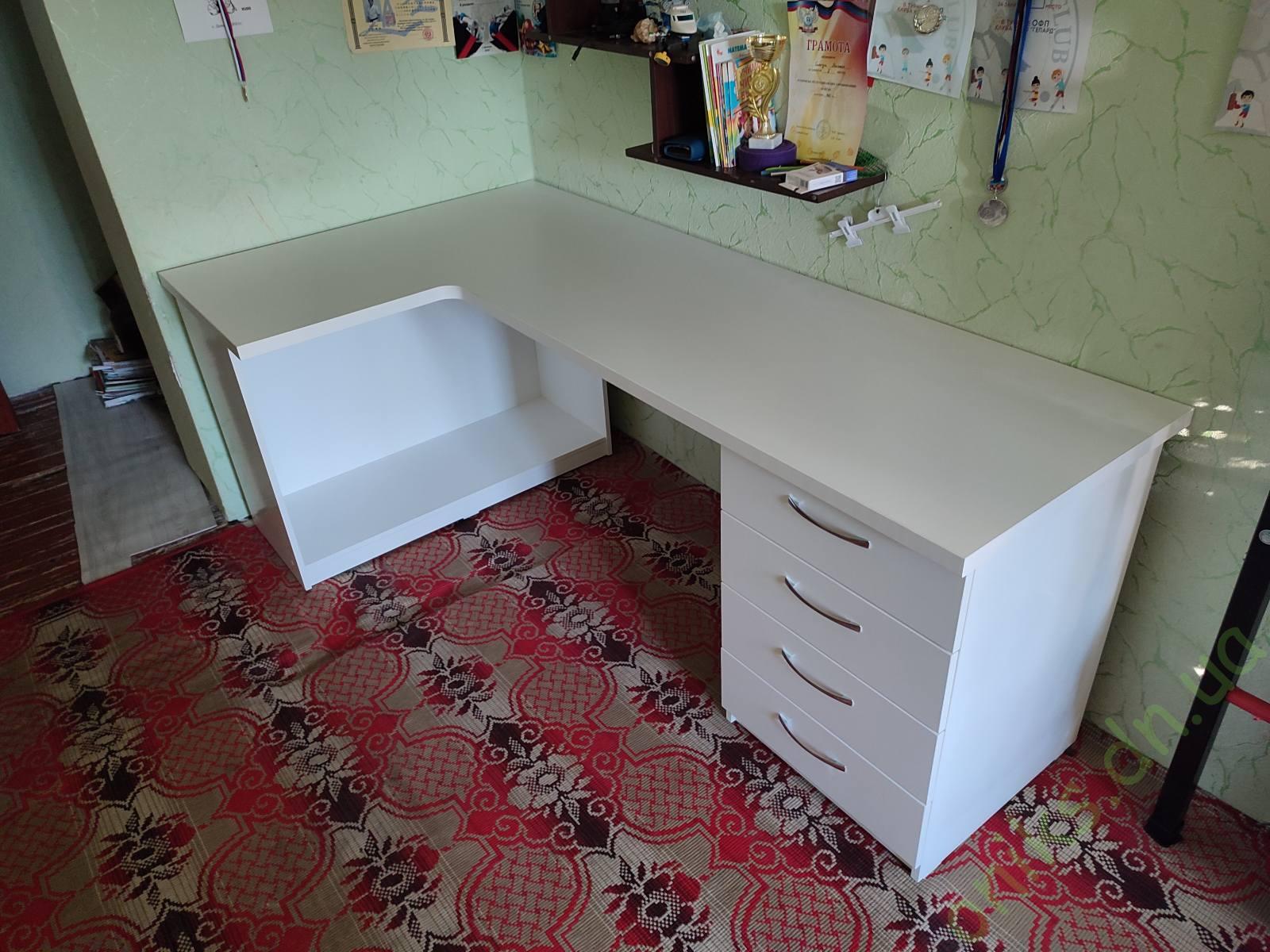 Купить стол письменный угловой "Белый жемчуг" в Донецке